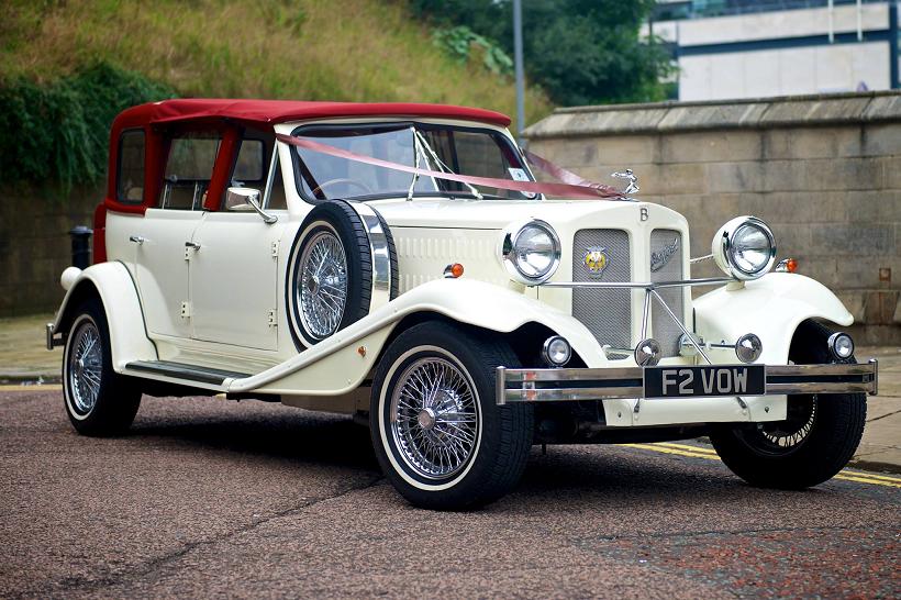 1930's Style Beauford Wedding Car Burgundy over Ivory